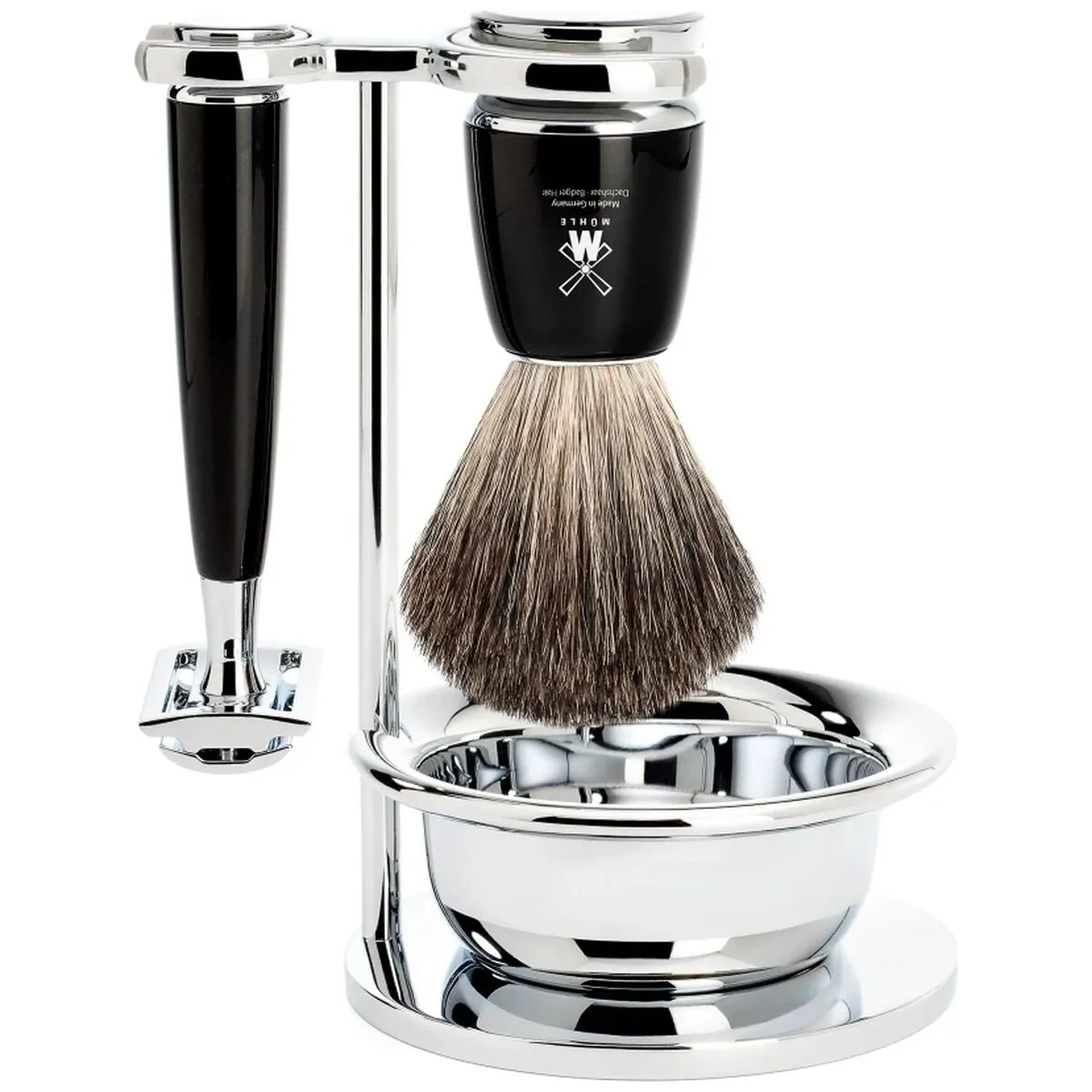 Mühle Rytmo Rakset Pure Badger 4-delar, Säkerhetshyvel Svart