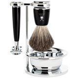 Mühle Rytmo Rakset Pure Badger 4-delar, Säkerhetshyvel Svart